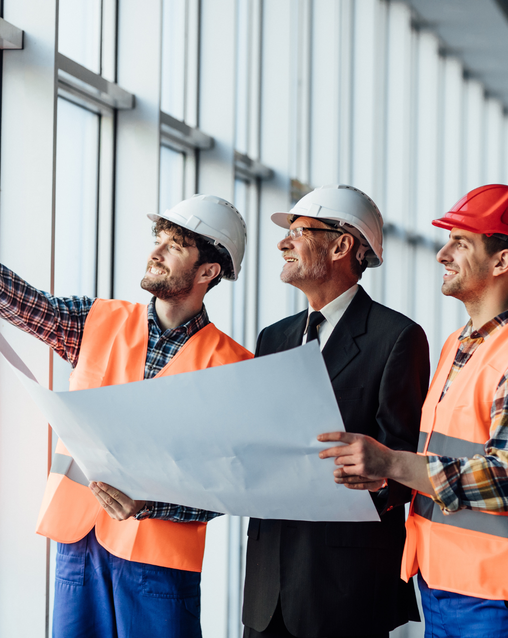 Architect man showing something on project